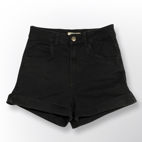 H&M High-Waisted Denim Shorts, Black, Size 2 - Picture 1 of 3